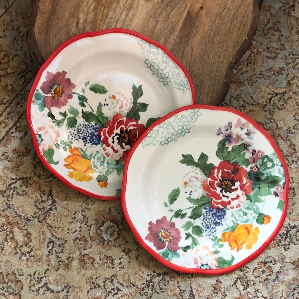 THE PIONEER WOMAN Set-of-2 “Country Garden” Stoneware Salad Dessert Plate 8.5-9”